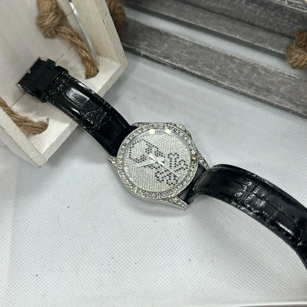 Vintage Skull Watch, Made in Japan, black leather band - Picture 1 of 5